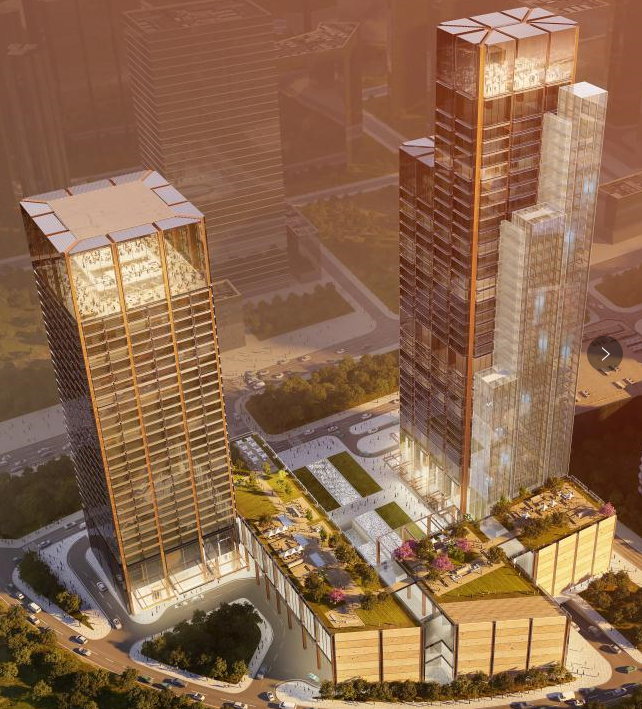 麗島新材為廈門(mén)航空總部大廈外墻----“鑲金”